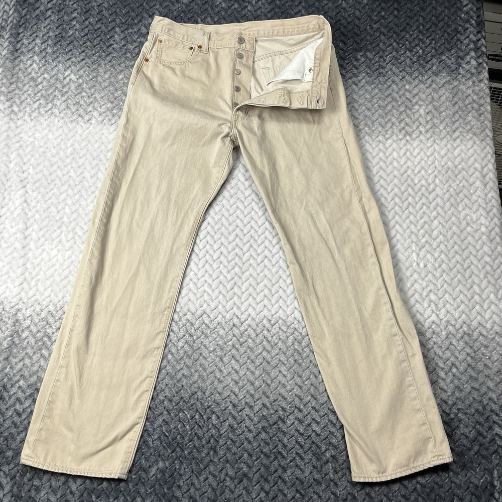 Levis‎ Jeans Men 36x34 Fit 34W32"L Green Denim 501 Button Fly Straight Dye